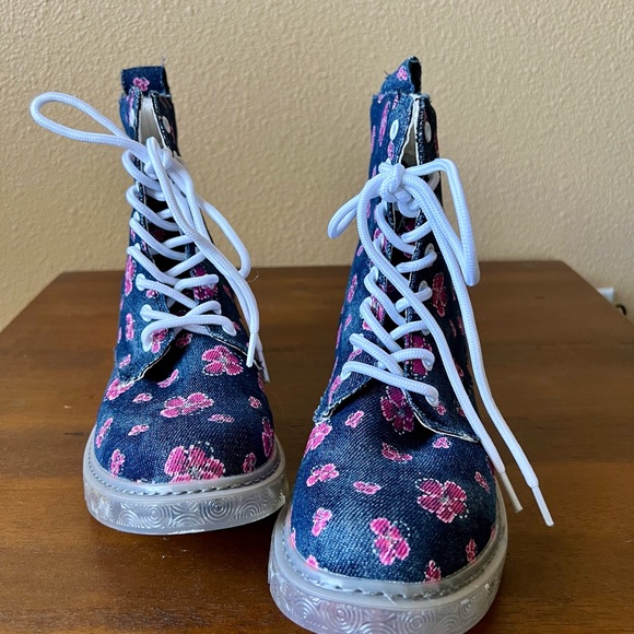 New Cafe Noir denim combat boots - Picture 4 of 9